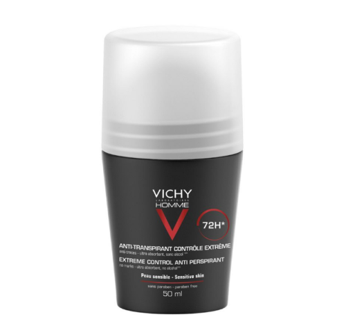 Vichy Homme Deodorant 72Hr Extreme Control Anti-Perspirant Roll On 50mL