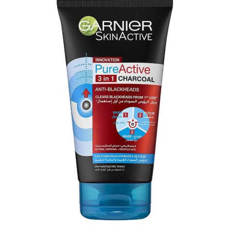 Garnier Pure Active 3 In 1 Charcoal Anti-Blackheads 150 ml