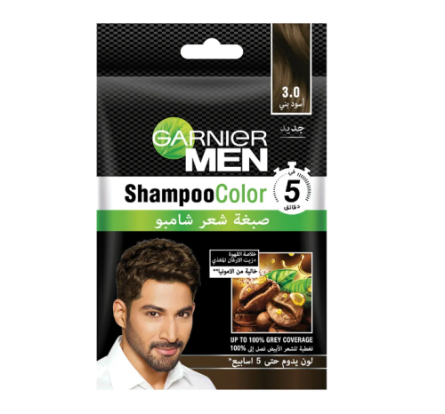Treatab - Garnier Men Shampoo & Hair Dye  Black Brown