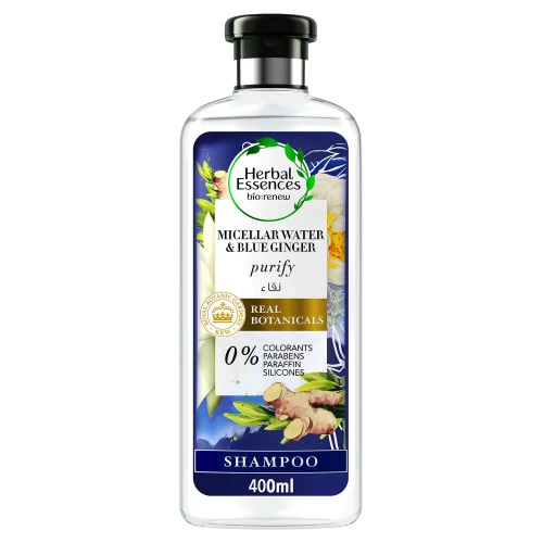 Herbal Essences Micellar Water & Blue Ginger Shampoo for Cleansing and Nourishing Hair 400 ml