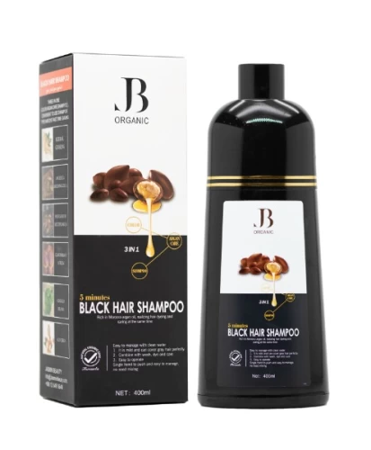 JB Organic Hair Dye Shampoo with Argan Oil 3×1 Black Color 400ml
